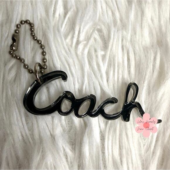 Coach Handbags - 2.5" COACH Gray Script Poppy Fob Bag Charm Hang tag Hangtag